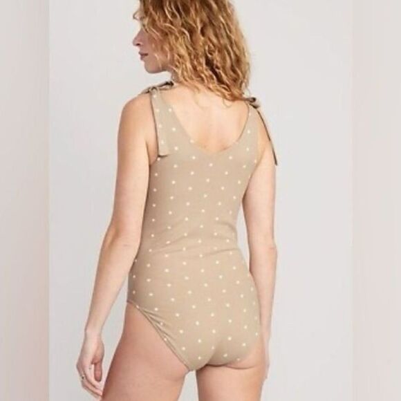 Old Navy Polka Dot Tie-Shoulder V-Neck Rib-Knit Bodysuit - Picture 2 of 6